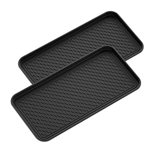 Product Cover Magicfly Shoe Mat Tray, 30 x 15 x 1.2 Multi-Purpose Black Tray for All Weather Indoor Or Outdoor Use, Pack of 2