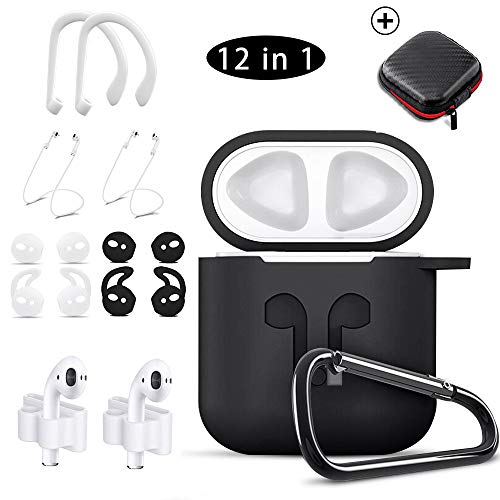 Product Cover KHTONE AirPods Case, 12 in 1 Silicone AirPods Accessories Set Protective Cover, Compatible with Apple AirPods Charging Case,Watch Band Airpods Holder/Ear Hooks/Keychain//Carrying Box