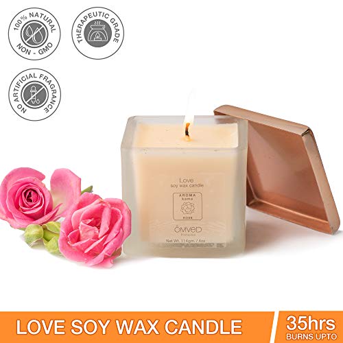 Product Cover Omved Love (Rose) Natural Scented Soy Wax Candle - Blended with Essential Oils & Long-Lasting