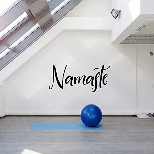Product Cover Extra Large Yoga Wall Decal | Big Namaste Wall Sticker | Huge Lettering (2 ft x 4 ft) | Yoga Studio or Home Gym Decoration Big Wall Art Quote | Health and Fitness Mindfulness Meditation (Black)