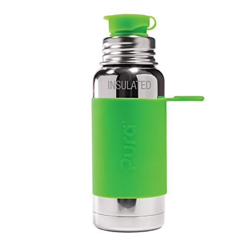 Product Cover Pura Sport 16 oz / 473 ml Stainless Steel Insulated Water Bottle with Silicone Sport Flip Cap & Sleeve (Plastic Free, Nontoxic Certified, BPA Free)