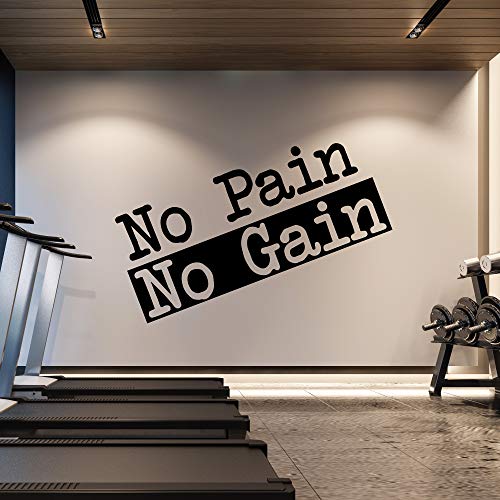 Product Cover Extra Large Gym Wall Decal | No Pain No Gain Inspirational Wall Sticker Quote | 2 ft x 4 ft HUGE Wall Art Decoration | Big Vinyl Lettering Motivation for the Home Gym | Workout Exercise Sign