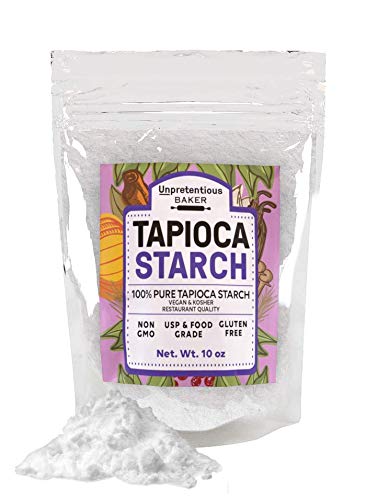 Product Cover Tapioca Starch, 10 oz. by Unpretentious Baker, Also Called Tapioca Flour, Gluten Free, Vegan, Kosher, Cornstarch Replacement, Thickener, Gluten Free Baking, Resealable Bag