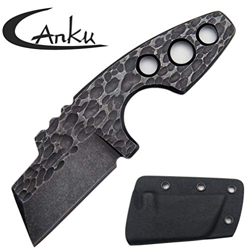 Product Cover Canku C1103 Fixed Blade Knife Tactical Knife D2 Blade, Stainless Steel Handle with K Sheath and Adjustable Necklace, Karambit Survival Defense Knife for Outdoor Hunting Camping Hiking Tools - Black