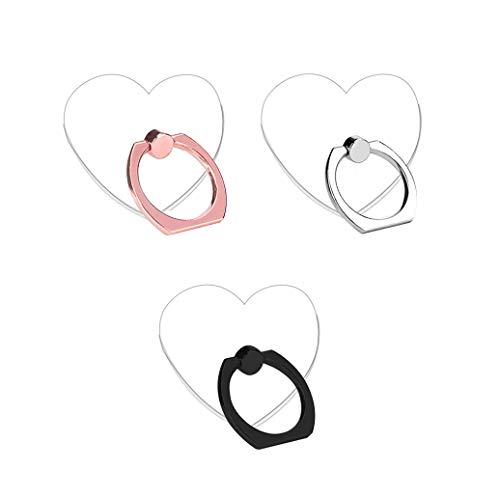 Product Cover Transparent Heart Cell Phone Ring Holder Kickstand,360 Rotation Clear Heart Cell Phone Finger Ring Grip Stand for Phones,Pad