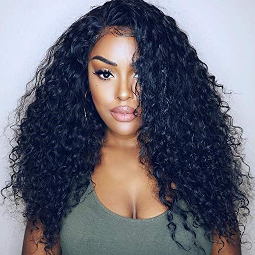 Product Cover Candice Hair Synthetic Wig Lace Front Wigs Long Loose Curly with Baby Hair Natural Hairline Heat Resistant Fiber Lace Wigs Swiss Natural Black Wig For Black Women 180% Density 24 Inch 1B