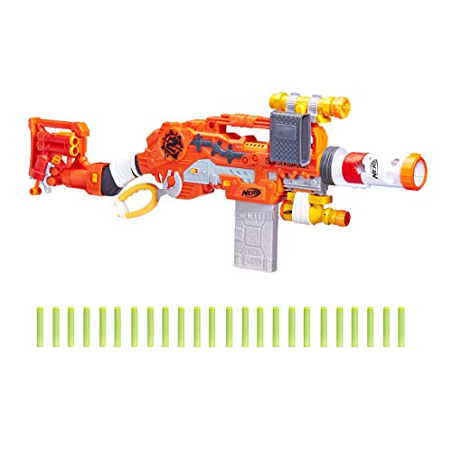 Product Cover Scravenger Nerf Zombie Strike Toy Blaster with Two 12-Dart Clips, 26 Darts, Light, Barrel Extension, X 40Mm, Stock, 2-Dart Blaster - For Kids, Teens, Adults