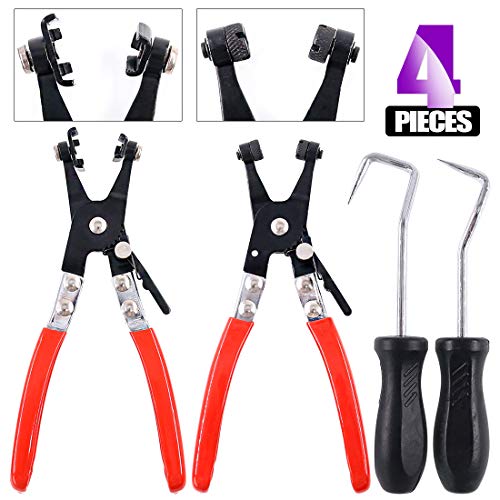 Product Cover Swpeet 4Pcs Hose Clamp Plier Set, Including 2Pcs Cross Slotted and Flat Band Hose Hose Clamp Plier with 2Pcs Hose Removal Hook Set Perfect for Hose Installations of Low Radiators
