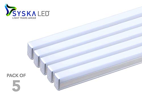 Product Cover Syska SSK-T5-20W-N-6500K-5 20 Watt LED Cool Day Light Tubelight, Medium, White - Pack of 5