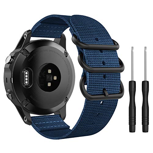 Product Cover MoKo Band Compatible with Garmin Fenix 5S/Fenix 5S Plus Smart Watch, Fine Woven Nylon Adjustable Replacement Strap with Metal Buckle - Royal Blue