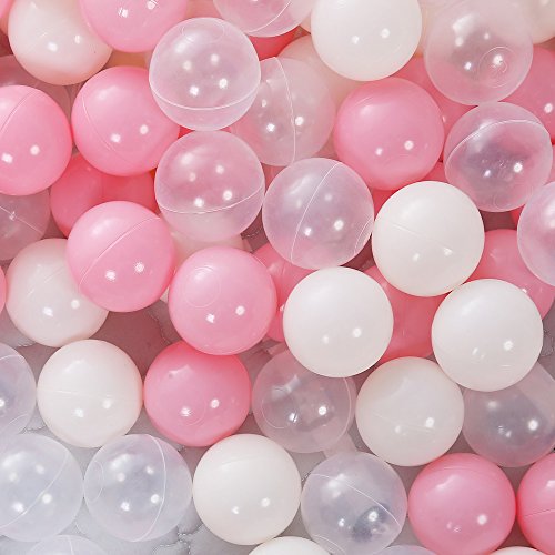 Product Cover PlayMaty 100 Pieces Colorful Pit Balls Phthalate Free BPA Free Plastic Ocean Balls Crush Proof Stress Balls for Kids Playhouse Pool Ball Pit Accessories 2.1 Inches (100 Balls-Pink)