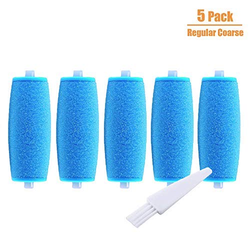 Product Cover 5 Pack Blue Regular Coarse Replacement Rollers Compatible with Amope Pedi Refills Wet Dry Electronic Perfect Foot File Pedi Refills Include a Clean Brush