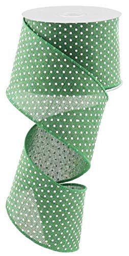 Product Cover Emerald Green White Raised Swiss Polka Dots Wired Ribbon (2.5 Inches x 10 Yards)