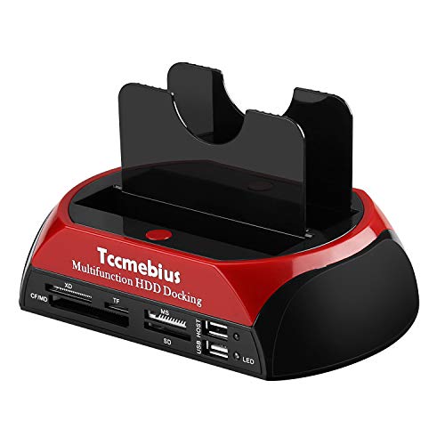 Product Cover Tccmebius Hard Drive Docking Station, TCC-S862-US USB 2.0 to 2.5 3.5 Inch SATA IDE Dual Slots External Enclosure with All in 1 Card Reader and USB 2.0 Hub for 2.5