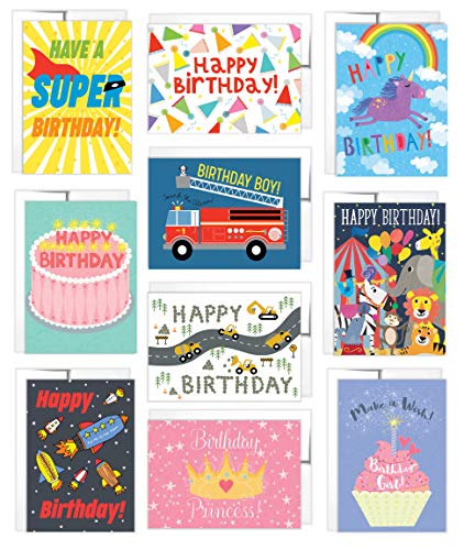 Product Cover Tiny Expressions - 10 Kids' Birthday Cards with Inside Messages and Envelopes