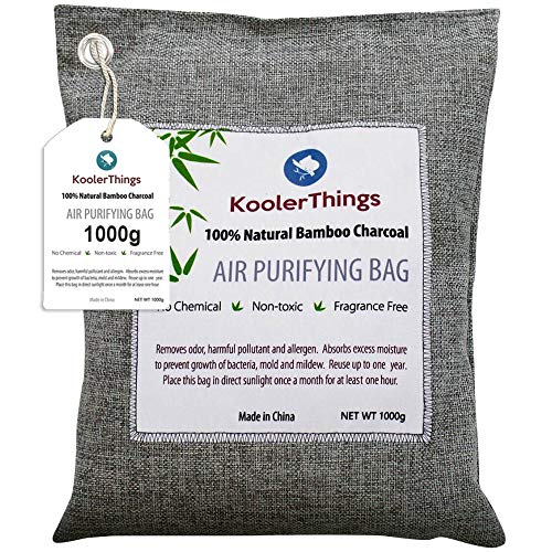 Product Cover KoolerThings Bamboo Charcoal Air Purifying Bag (1000g) Natural Air Fresheners & Odor Eliminators for Home, Pets, Car, and Closet Deodorizer