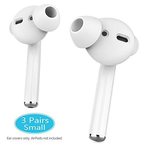 Product Cover AhaStyle 3 Pairs Earbuds Cover Anti-Slip Ear Tips Silicone Compatible with Apple AirPods 2 & 1 or EarPods-【Not Fit in The Charging Case】(3 Pairs Small, White)