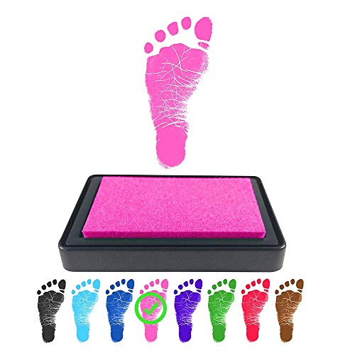 Product Cover ReignDrop Ink Pad for Baby Footprint, Handprint, Create Impressive Keepsake Stamp, Non-Toxic and Acid-Free Ink, Easy to Wipe and Wash Off Skin, Smudge Proof, Long Lasting Keepsakes (Pink)