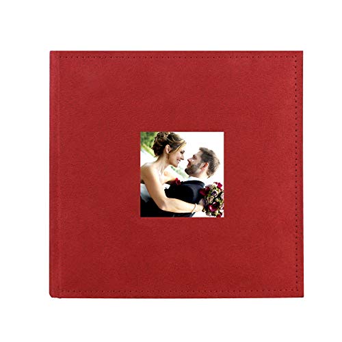 Product Cover PINGGUO Zoview Sewn Bonded Photo Album Book, Family Album, Suede Cover Pocket Photo Album, 200 Photos Hold 4X6 Photos Horizontally, Two Photos per Page, red