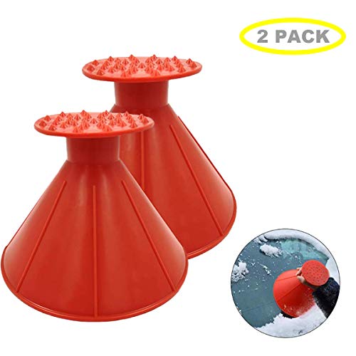 Product Cover Miracle Ice Scraper for Car, Snow Scraper Brush for Windshield, Frost Remove and Deicer Multifunction Oil Funnel （Red）