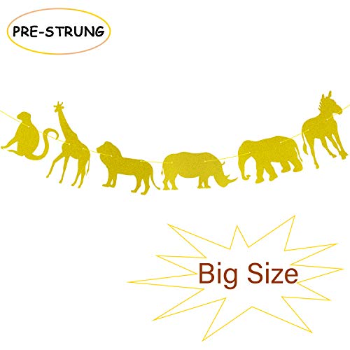 Product Cover Gold Glitter Jungle Safari Animal Banner Zoo Themed Baby Shower Kids Birthday Party Supplies Decorations