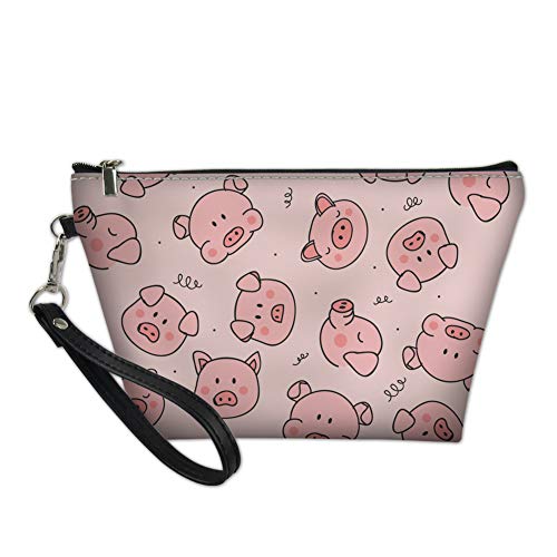 Product Cover Bigcardesigns Travel Cosmetic Bags Women Ladies Portable Makeup Purse Pink Pig Print Zipper Closer Brush Holder Pouch Toiletry Case