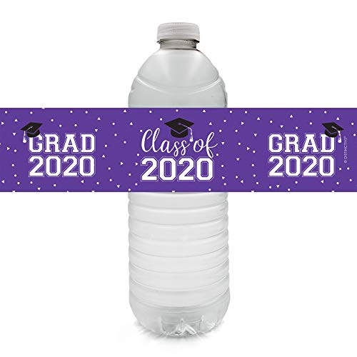 Product Cover Class of 2020 Graduation Water Bottle Labels - 24 Stickers (Purple)