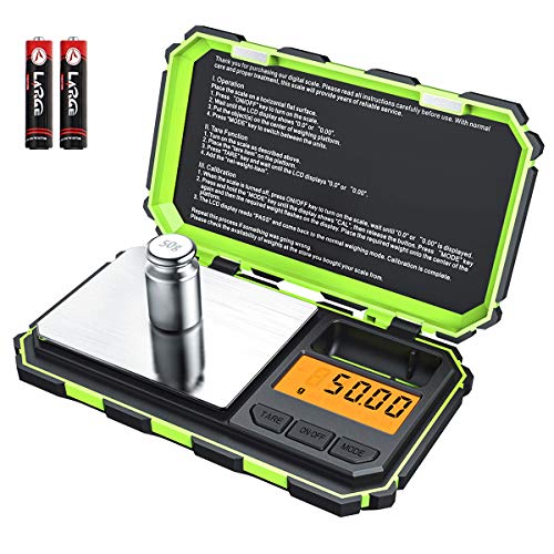 Product Cover (Upgradaed) Brifit Digital Mini Scale, 200g /0.01g Pocket Scale, 50g calibration weight, Electronic Smart Scale, 6 Units, LCD Backlit Display, Tare, Auto Off, Stainless Steel (Battery Included)