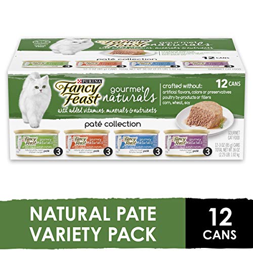 Product Cover Purina Fancy Feast Grain Free, Natural Pate Wet Cat Food Variety Pack, Gourmet Naturals Pate - (2 Packs of 12) 3 oz. Cans