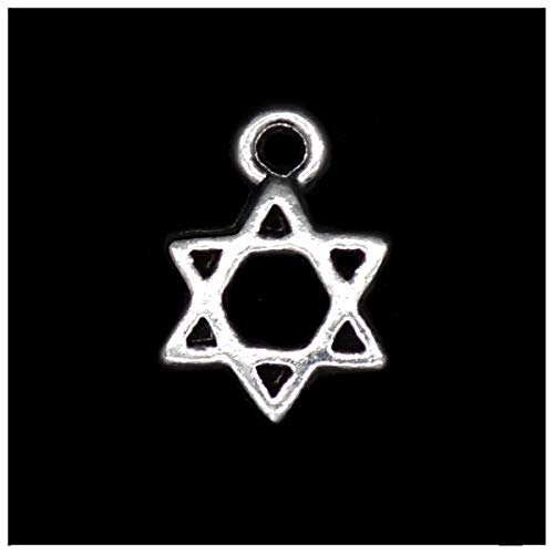 Product Cover Pack of 80 Star of David Charms Pendants Silver Craft Supplies for Jewelry Making Tibetan Accessories for Bracelets Necklace DIY