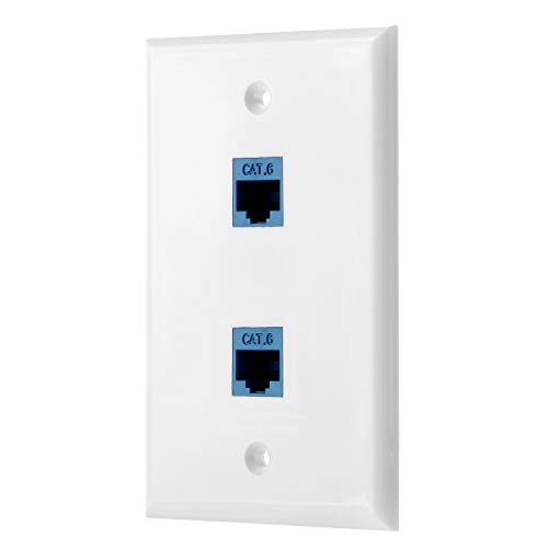 Product Cover Sancable - Ethernet Wall Plate, 2 Port Cat6 Keystone Female to Female - White