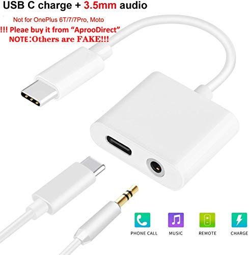 Product Cover USB C to 3.5mm Headphone Adapter with Fast Charging Compatible for Pixel 4 4XL 3 3XL 2 2XL, Galaxy Note 10/10+,iPad Pro 2018, HTC, Essential Phone,XiaoMi and More USB C Phone(Not for Moto and OnePlus)