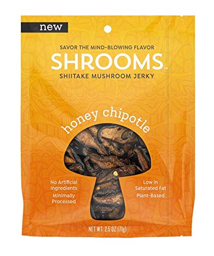 Product Cover Shrooms Vegan Shiitake Mushroom Jerky | Dairy Free, Superfood Snack with No Trans Fat or Preservatives | Honey Chipotle