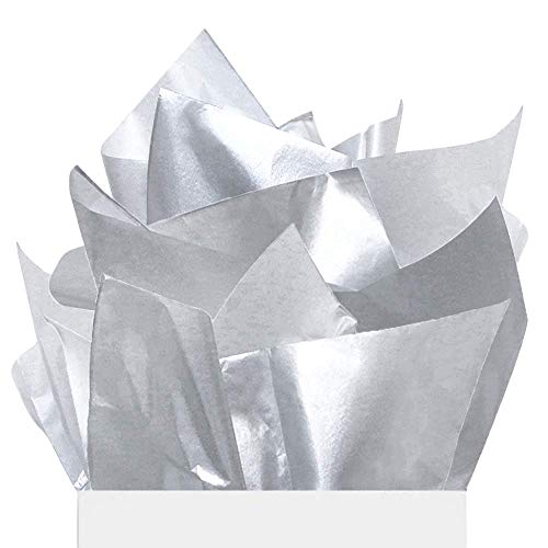 Product Cover UNIQOOO 60 Sheets Premium Metallic Sliver Gift Tissue Paper Wrap Bulk, 20