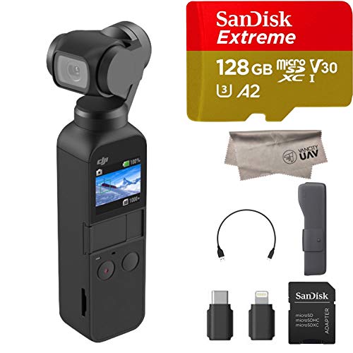 Product Cover 2019 DJI Osmo Pocket Handheld 3 Axis Gimbal with Integrated 4K Camera Bundle, Comes 128GB Extreme Micro SD