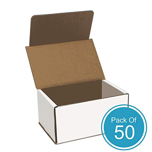 Product Cover White Cardboard Shipping Box - Pack of 50, 6 x 4 x 3 Inches, White, Corrugated Box