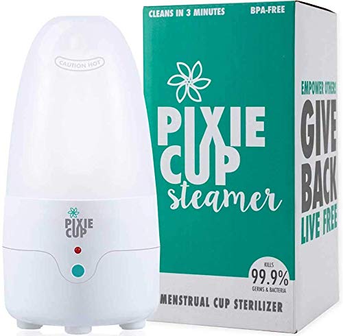 Product Cover Pixie Menstrual Cup Sterilizer - Kills 99.9% of Germs with Steam - 3 Minutes and Your Period Cup is Clean! - Lifetime Warranty