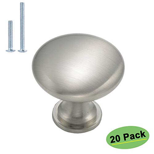 Product Cover homdiy Round Cabinet Knobs Satin Nickel 20 Pack HD6050SNB Drawer Pulls and Knobs Metal Drawer Pulls Kitchen Cabinet Hardware Knobs