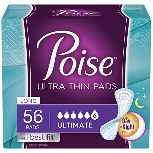 Product Cover Poise Ultra Thin Incontinence Pads, Ultimate Absorbency, Long, Unscented, 56 Count (2 Packs of 28)