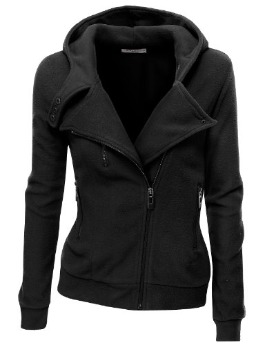 Product Cover Doublju Fleece Zip-Up High Neck Jacket for Women with Plus Size