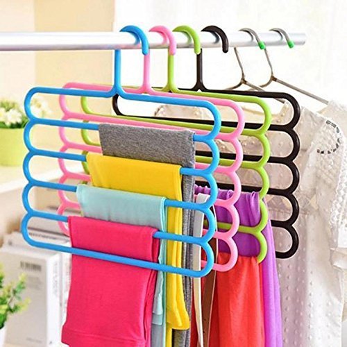 Product Cover Topinon Plastic Multipurpose 5 Layer Hanger - (Set of 5)-Color May be Vary