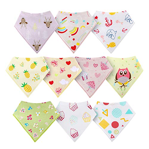 Product Cover HOLABABY Baby Bandana Drool Bibs for Boys Girls 10 Pieces Organic Cotton Baby Bibs for Teething Newborn Toddler(Baby Girl)