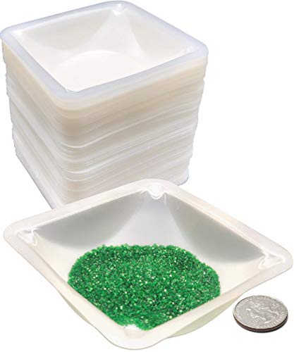 Product Cover Pure Ponta Weigh Boats Medium | 125 Pack 100ml Weighing Dishes - Measure Powders & Liquids with Easy Pour Design | (3.5 x 3.5 x 1 in) Disposable Square Polystyrene Lab Dish Scale Tray