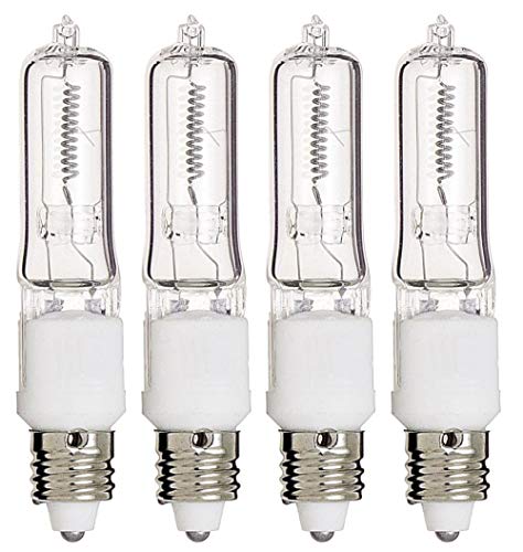 Product Cover 100 Watts Q100CL/MC Single Ended Replacement Halogen Light Bulbs Clear, JD Type, T4 Shape,Warm White E11 Mini Candelabra Base 120 Volts Light Bulbs Pack of 4