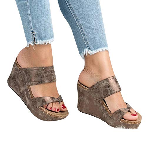 Product Cover Womens Platform Slip On Cork Wedge Slide Sandals Mules Thong Slingback Summer Shoes