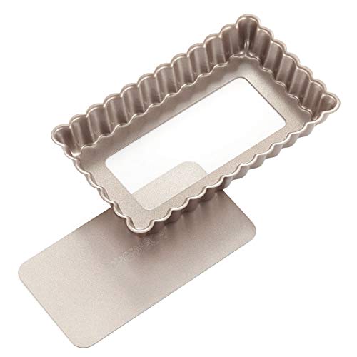 Product Cover CHEFMADE Rectangle Tart Pan, 7-Inch with Removable Loose Bottom Non-Stick Oblong Quiche Bakeware, FDA Approved for Oven and Instant Pot Baking (Champagne Gold)