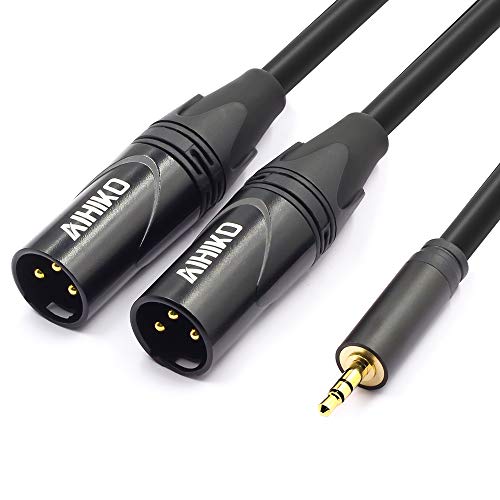 Product Cover AIHIKO 3.5mm (1/8 Inch) Mini Jack TRS Stereo Male Plug to Dual XLR Male Y Splitter Patch Breakout Cable, 5 Feet