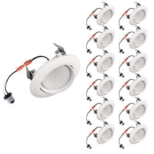 Product Cover OSTWIN (12 Pack) 4 Inch Directional Recessed LED Can Gimbal Light Fixture, Adjustable Angle Downlight Directional, Dimmable, 10 W (75 Watt Replacement), 850 Lm, 3000K Warm Light, ETL & Energy Star