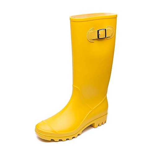 Product Cover DKSUKO Rain Boots for Women Waterproof Elastic Wellington Boots (7 B (M) US, Yellow A)