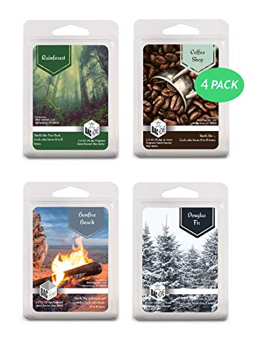 Product Cover 4 Pack - Pacific Northwest Collection Soy Blend Scented Wax Melts Wax Cubes, 10.0 oz, [24 Cubes] with Coffee Shop, Rainforest, Bonfire Beach and Douglas Fir